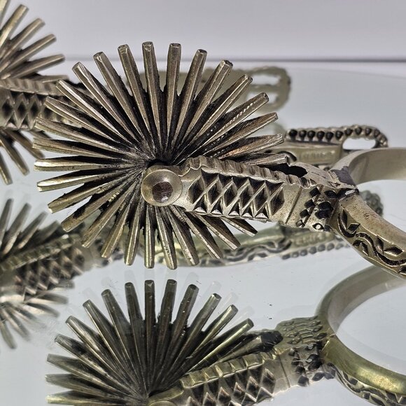 Chilean Cowboy Spurs Vintage Artisan Handmade Set Equestrian Riding Horse - Picture 5 of 16